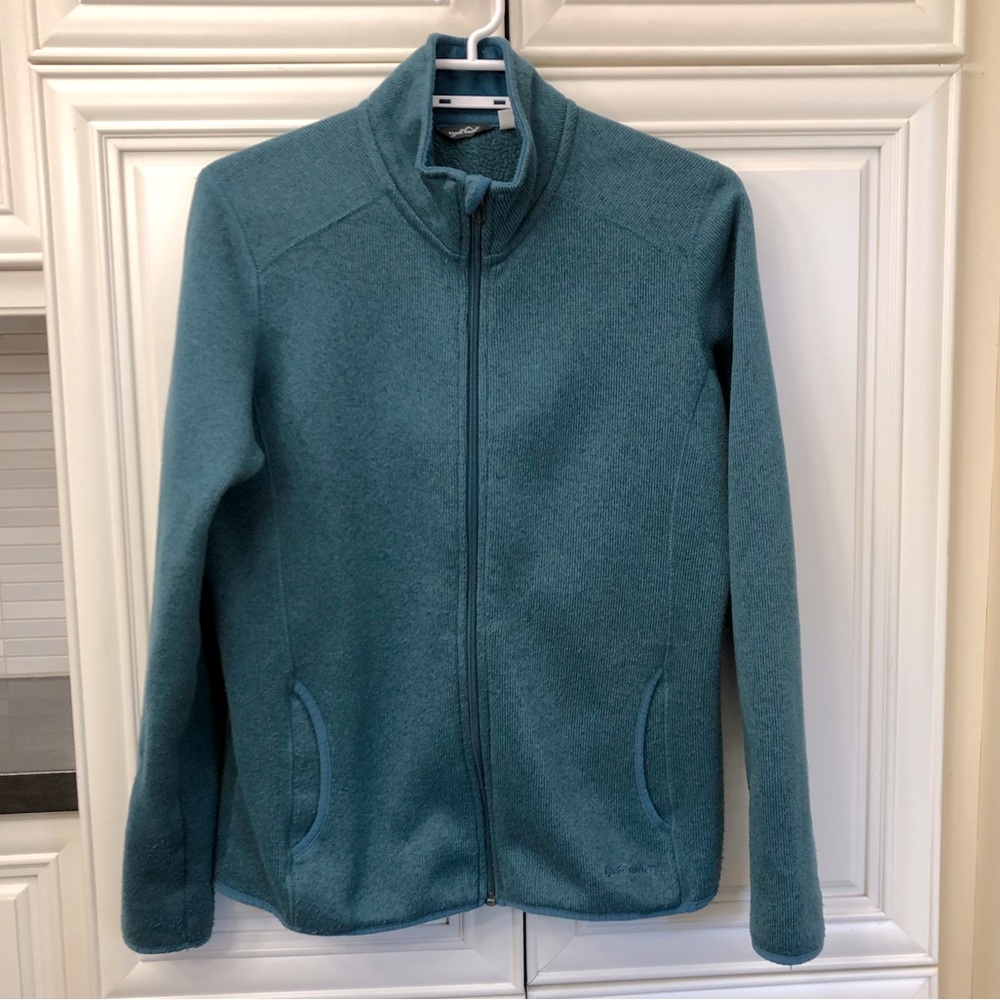 Eddie Bauer teal fleece lined cardigan
